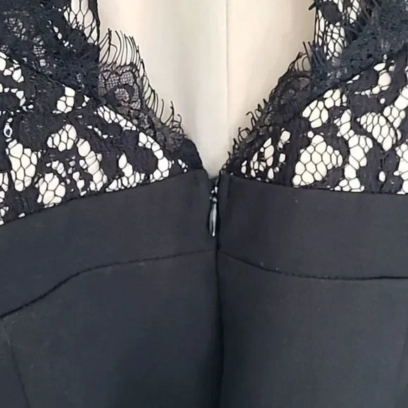Francescas Black Lace Halter Jumpsuit Wide Leg Formal Chic Size M Y2K Cocktail - Picture 12 of 16
